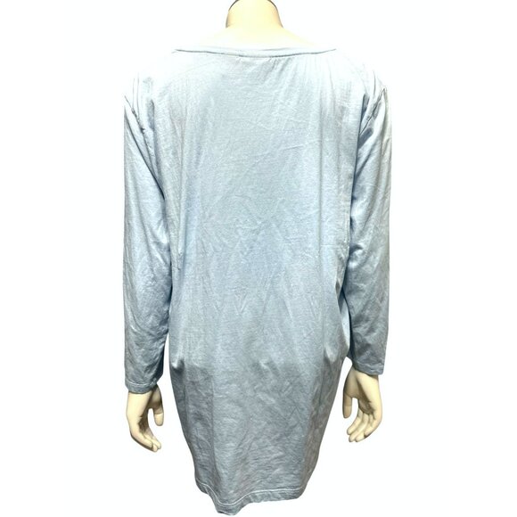 Chicos Light Blue Green Sequin Striped Long Sleeve Top Blouse Size 3 - Picture 3 of 12